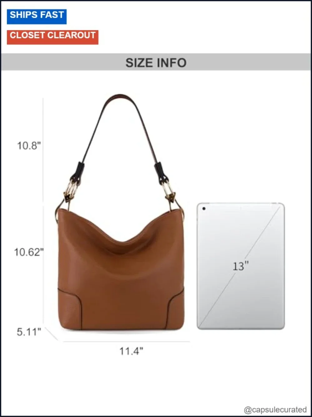Faux Leather Hobo Bag - Roomy Shoulder Purse - Top Handle Satchel - Bucket